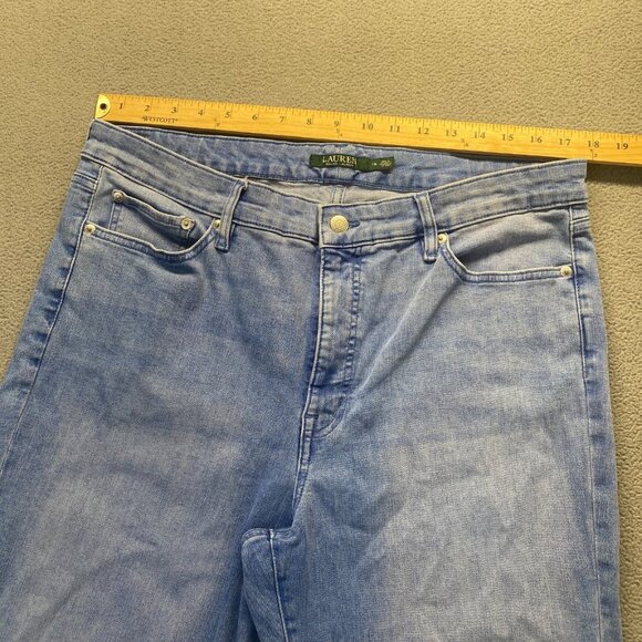 Ralph Lauren Embroidered Blue Straight Crop Jeans Size 16,Stretch,Capri pant - Picture 6 of 12